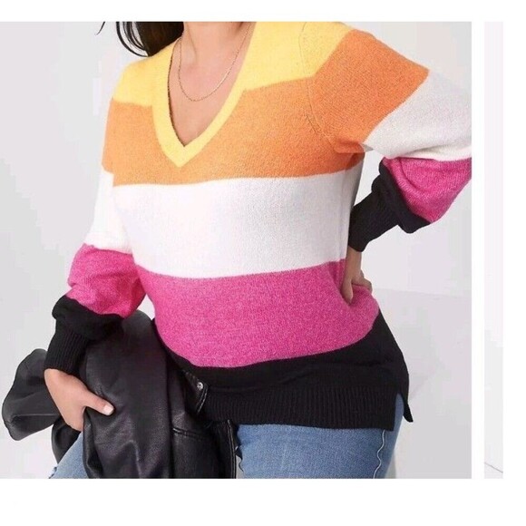Lane Bryant Sweaters - Lane Bryant Sweater Size 14/16 Striped Tunic Sweater Colorful